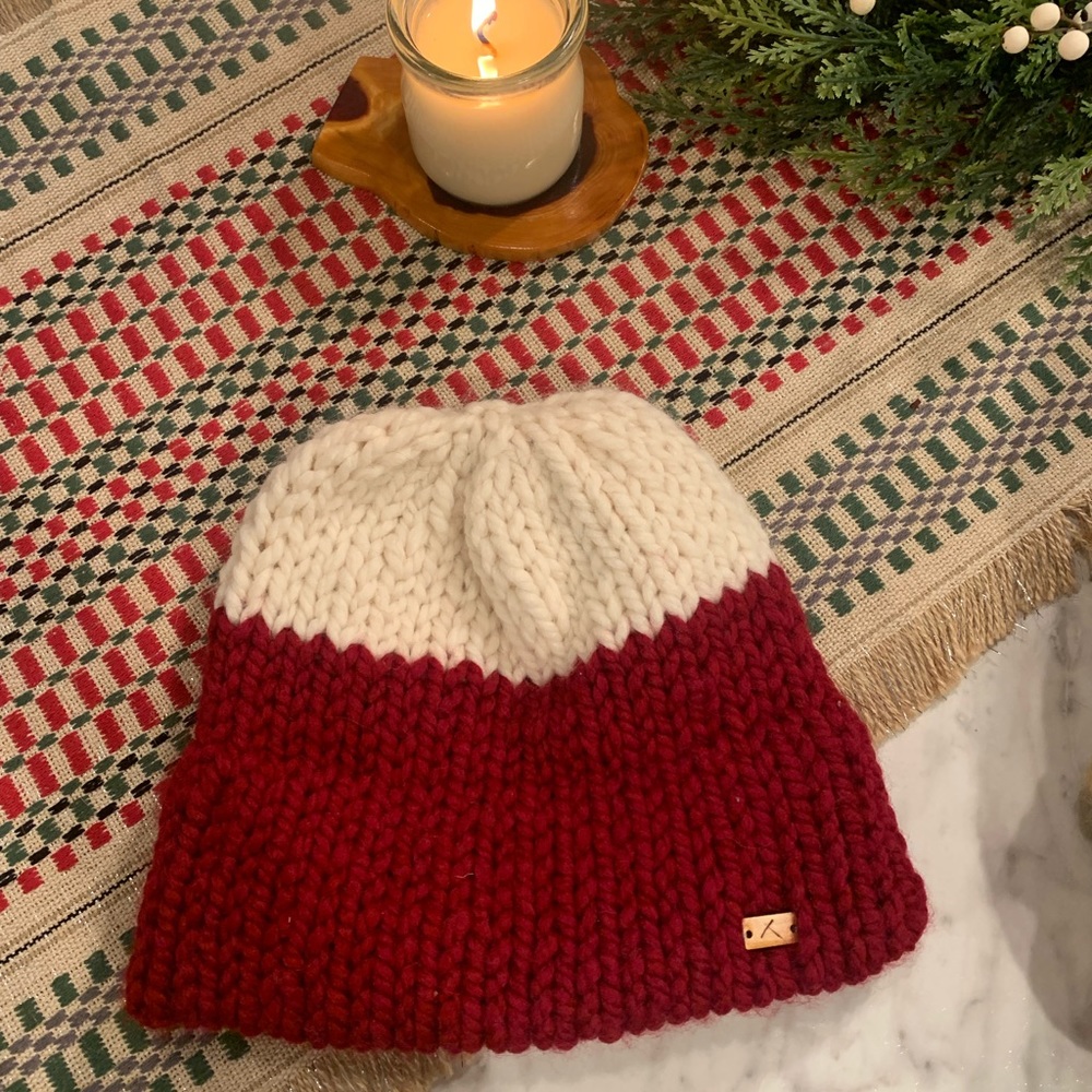 Hand knit hat! Made from a high quality acrylic/wool blend yarn.